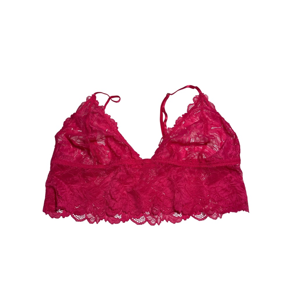Intimately Free People Fuchsia Pink Lace V-Neck Bralette Adjustable Strap-L